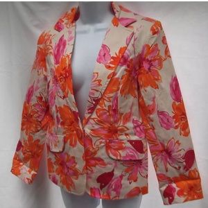 Susan Graver Floral Print Blazer Sz 16